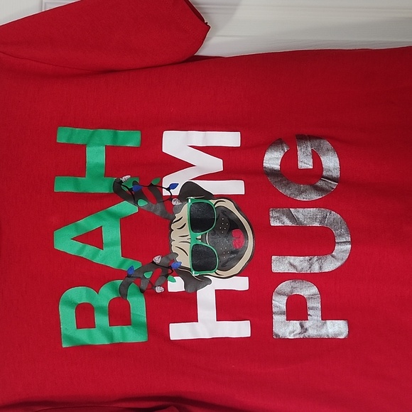 Bah Hum Pug graphic Christmas Holiday t-shirt - Picture 2 of 6